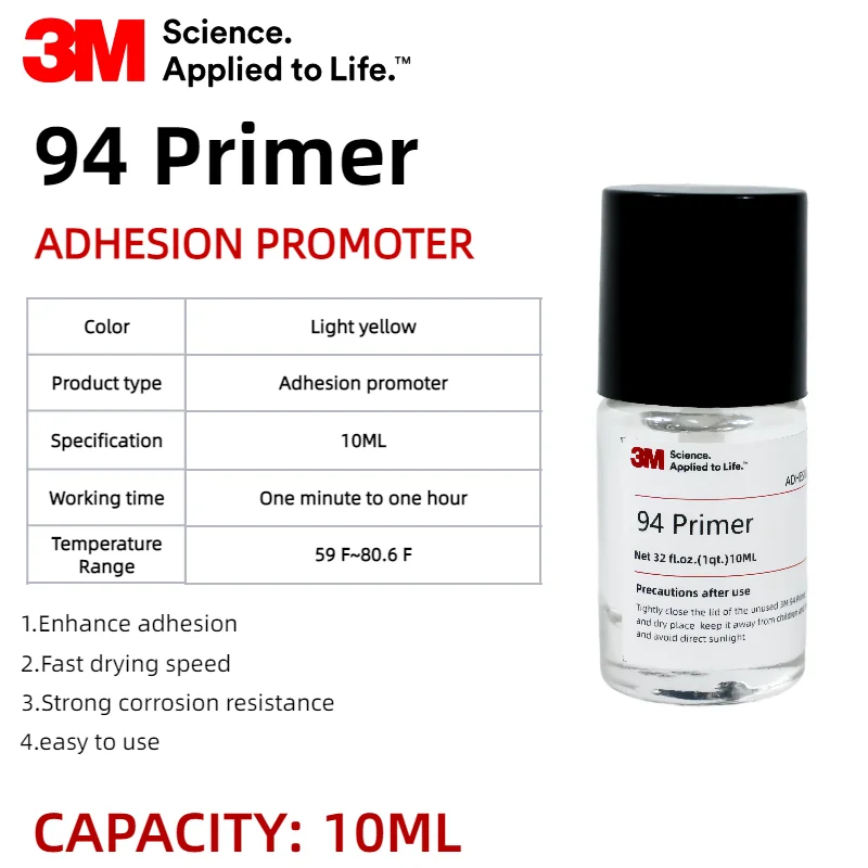 10ML 3M 94 Primer Adhesion Promoter Primer Metal Surface Treatment Agent Halogen-Free Tape Adhesion Promoter High Adhesion
