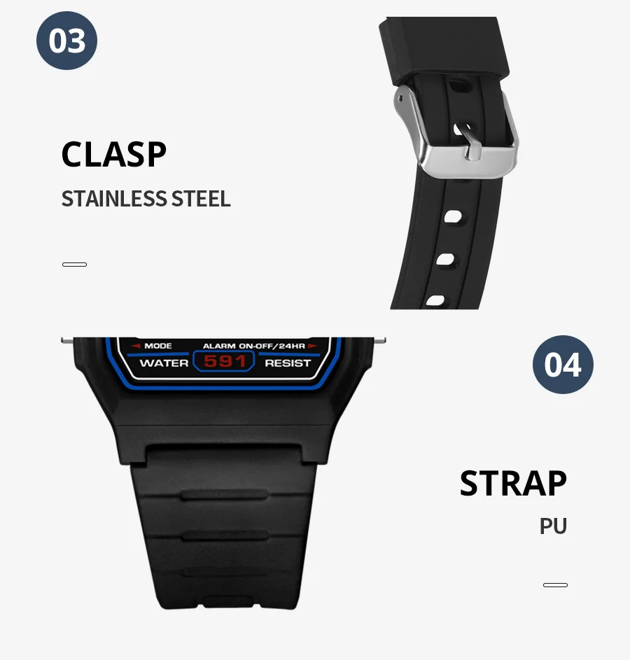 SYNOKE Student Digitaluhr Unisex Sportuhr Multifunktions Sport Wasserdicht Leuchtende LED Klassische Uhr für Männer und Frauen – Detail 14