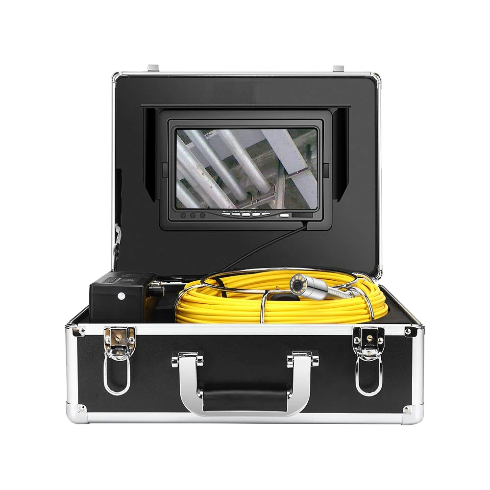 

23mm Sewer Pipe Endoscope 7 Inch LCD 20M Drill Pipe Inspection Camera With 12 White LEDs and Camera Head 1200 TVL