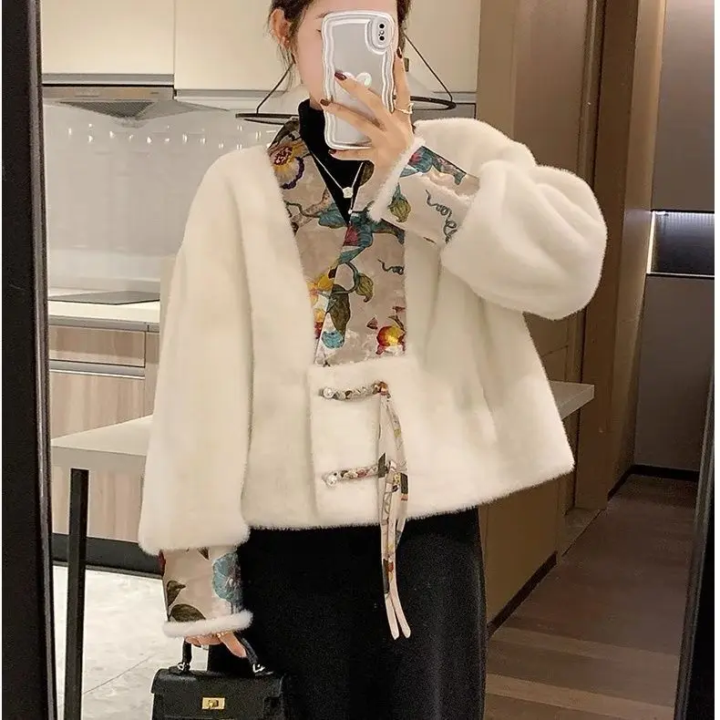 Gaganight Women Chinese Mink Off season Fur National Style Coat 2024 New Integrated Fragrant Style Short Jacket Popular Female