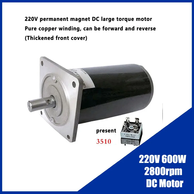 

220V 600W 2800rpm DC Motor Carbon Brush High Power Low Noise High Torque Double Bearing Stirring Motor CW CCW