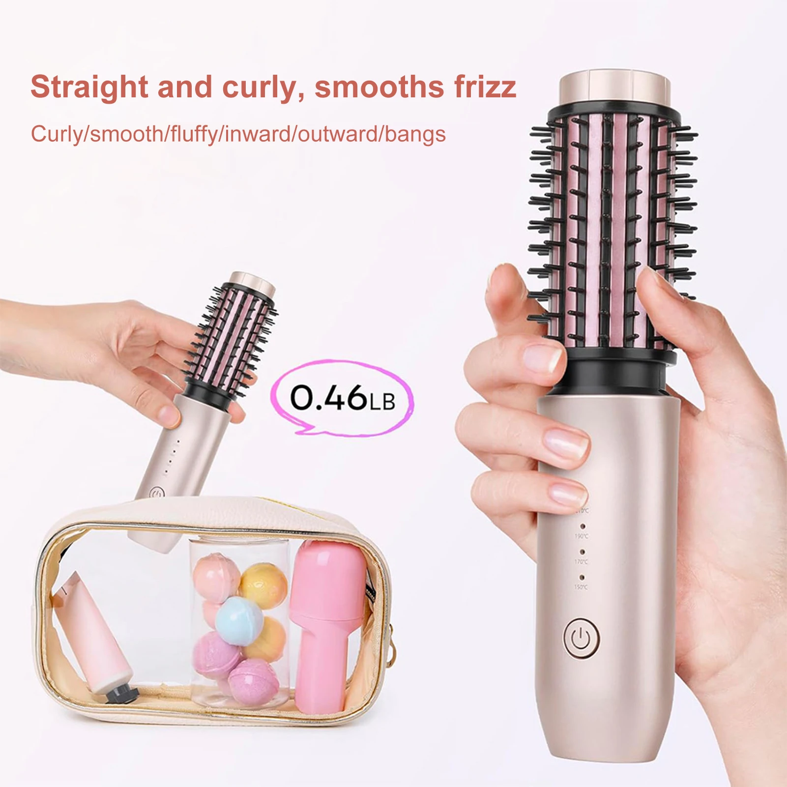 

Cordless Hair Straightening Comb Curling Wand USB Charging Curling and Straightening Multi-speed Temperature Adjustment