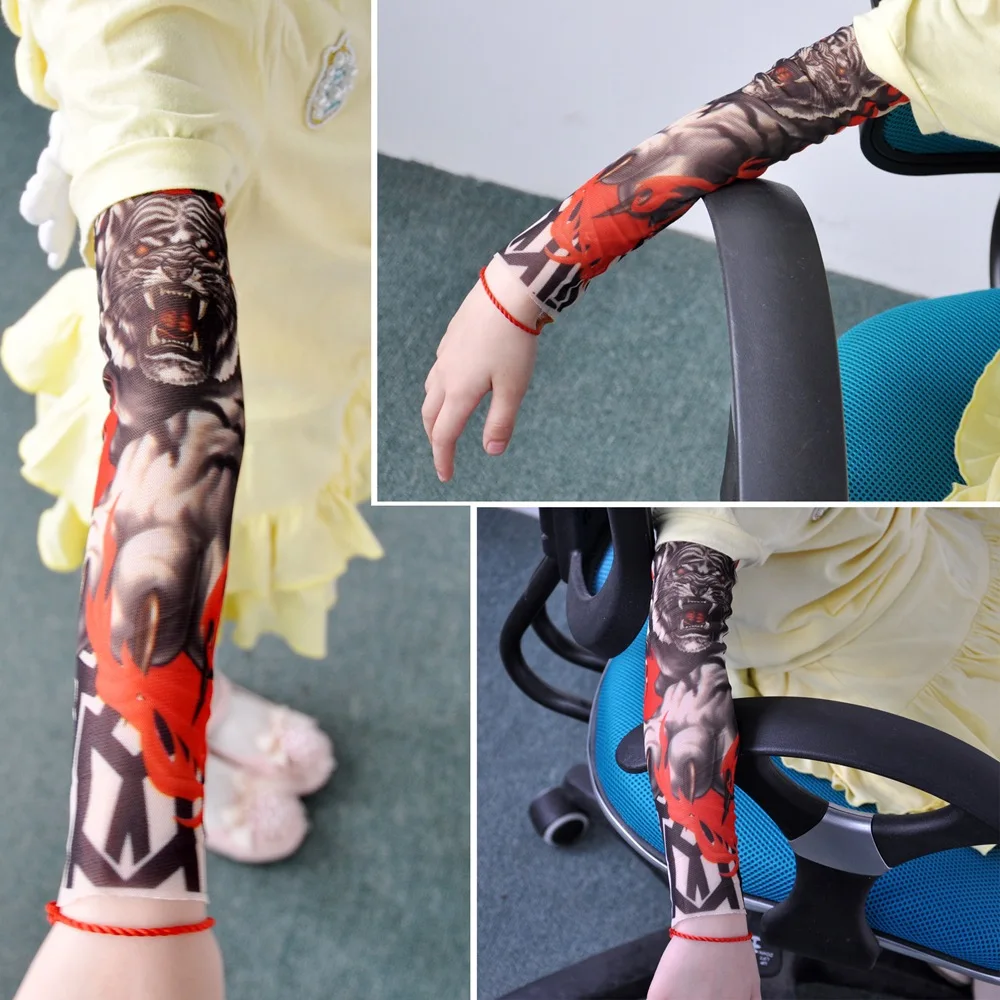 6-delige kinderen tattoo mouwen voor meisje jongen zomerzonbescherming kinderen patroon mouw fietsen buiten dunne tattoo arm cover