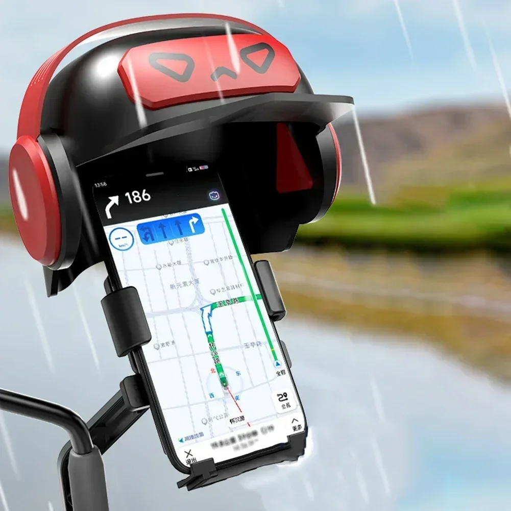 Motorcycle Small Rainproof Mobile Phone Helmet Holder Portable Parasol Holder Motorcycle Bicycle Navigation Mount