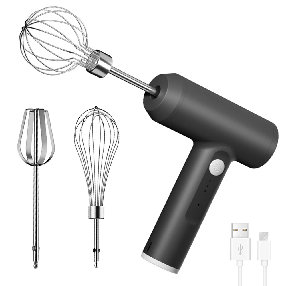 Electric Rechargeable Whisk Stainless Steel Cream Beater Stirrer Household Blender Electric Creamer in Baking Kitchen Restaurant