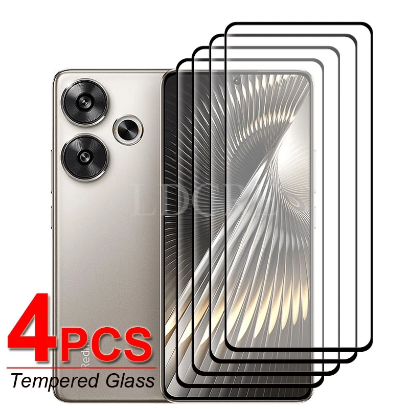 

4 Pcs For Xiaomi POCO F6 Glass POCO F6 Tempered Glass HD Flim Full Glue Phone Screen Protector Film POCO F6 Pro Glass