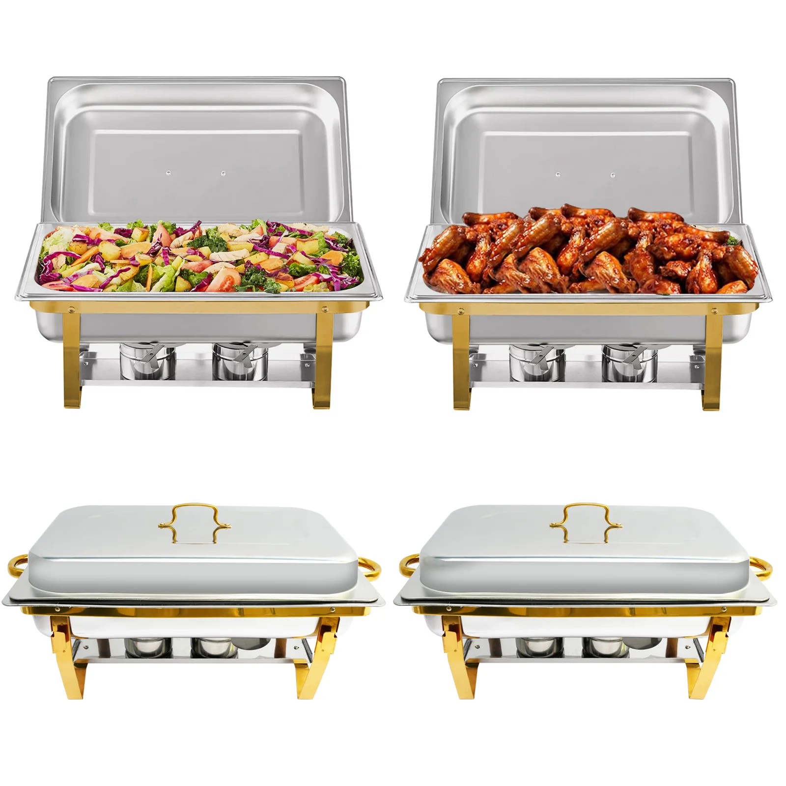 RVS 316 Chafing Dish Buffetset Rechthoekig Semi-Verguld Schotels Warmhouders voor Hotel Catering, Feesten Bruiloften - afbeelding 1