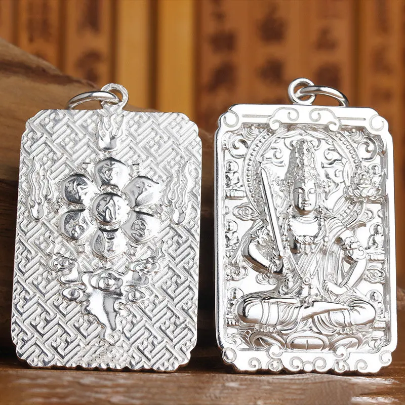 

White Pure Genuine 999 Silver Zodiac Guardian Buddha Pendant 12 Chinese Zodiac Protector Amulet Silver Jewelry For Men Womene