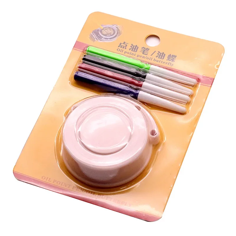 4Pcs Oil Pin Pen Dip + 1Pc Oiler Dish Tool Set Watch Cleaning Tool Hold Watch Oil Watch Repairing Accessory Tool for Watchmakers
