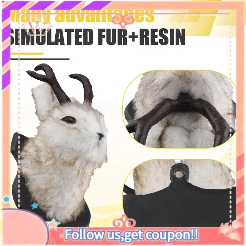 Upgraded Easter Gift Bunny Heads Antlers Wall Hanging Decoration Animals Deer Mount For Home Simulation Resin Art Ornaments