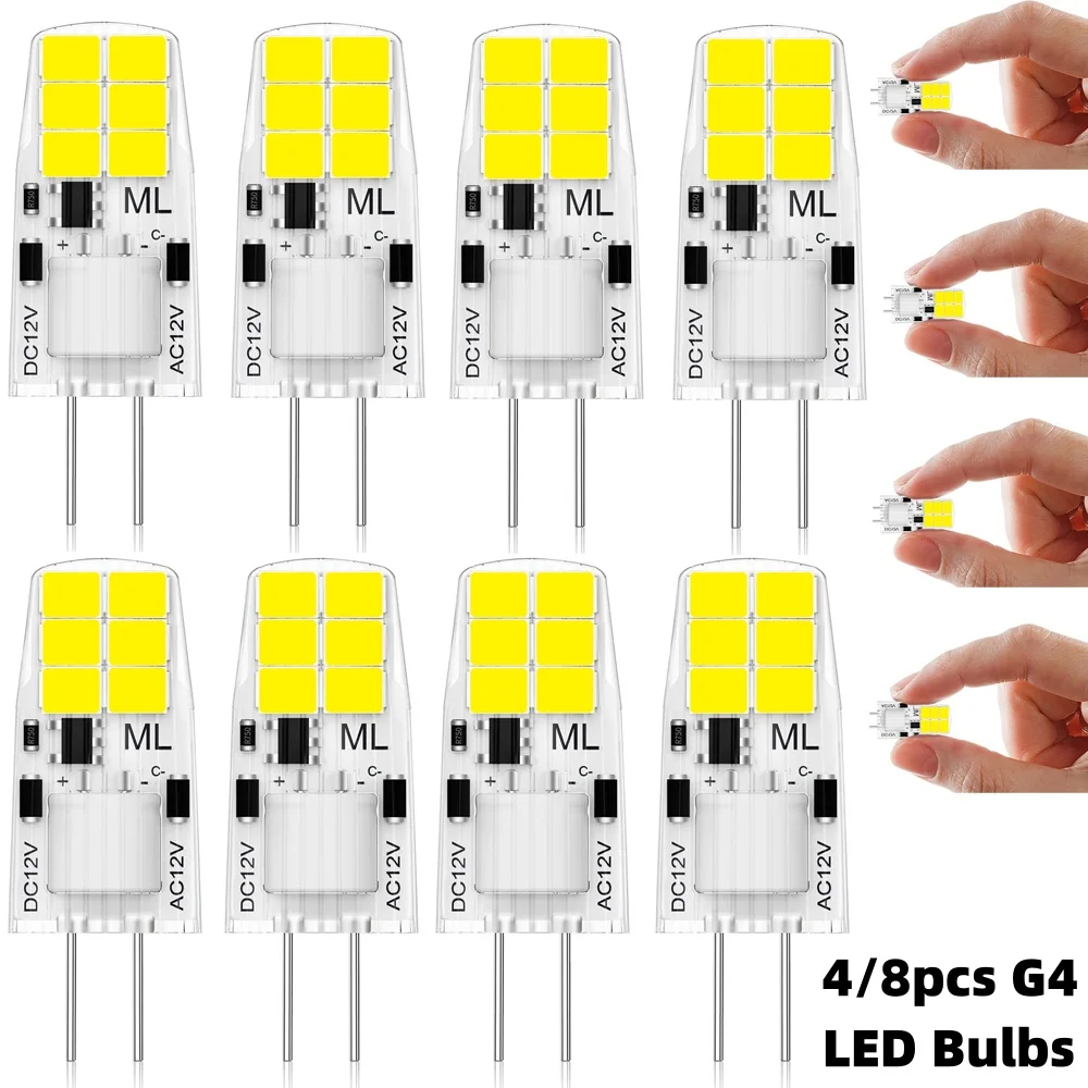 

4/8pcs G4 LED Bulbs Bi-Pin Base 1.2w Low Voltage Lamp Beads For Landscape Lighting Hotel Lighting Pendant Lights Under
