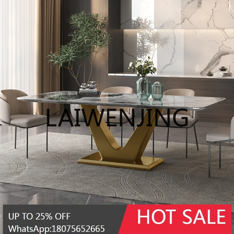 

RWJ Super Crystal Stone Dining Table Rectangular Italian Stainless Steel New High Sense Dining Table