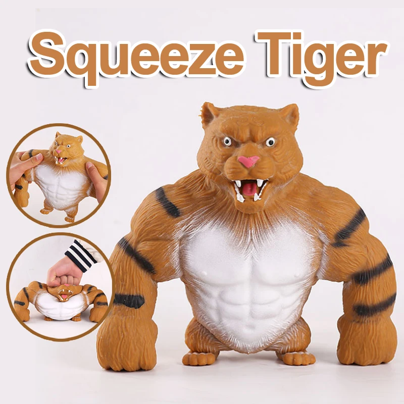 Anti-Stress Toy Big Tiger Soft Glue Toy Squeeze Fidget Toys Squishy Trick Stress Relief Play Pranks For Kids Adults Gift J191