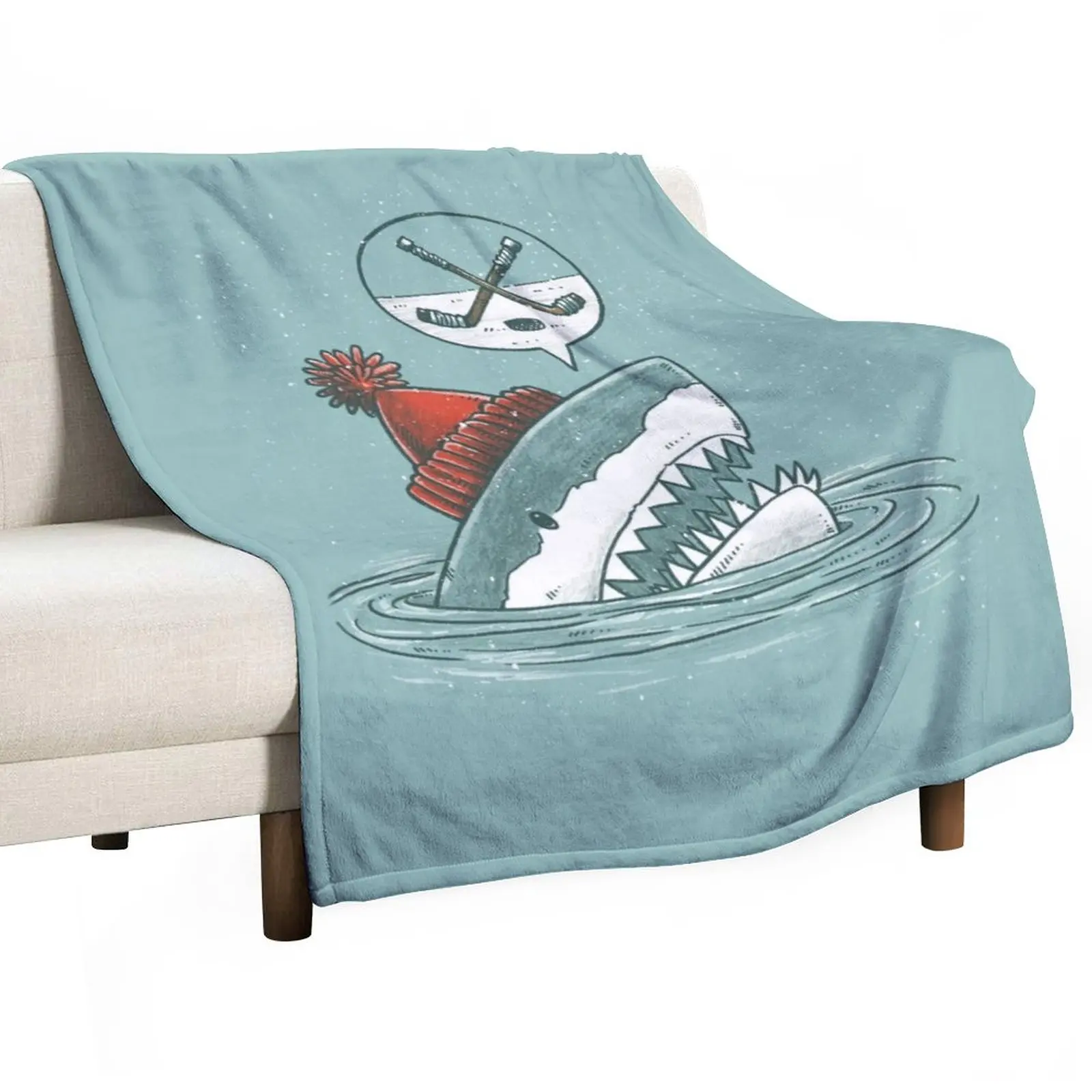 New The Hockey Shark Throw Blanket Camping Blanket Fluffy Blankets Large Hairy Blanket