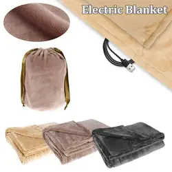 USB Heating Travel Machine Washable For Sofa Bed Portable Electric Blanket Winter Warm Soft Plush Car Shawl Camping