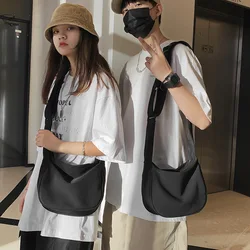 Canvas crossbody bag Japanese ins literary simple shoulder bag for men and women with the same leisure lazy wind small backpack