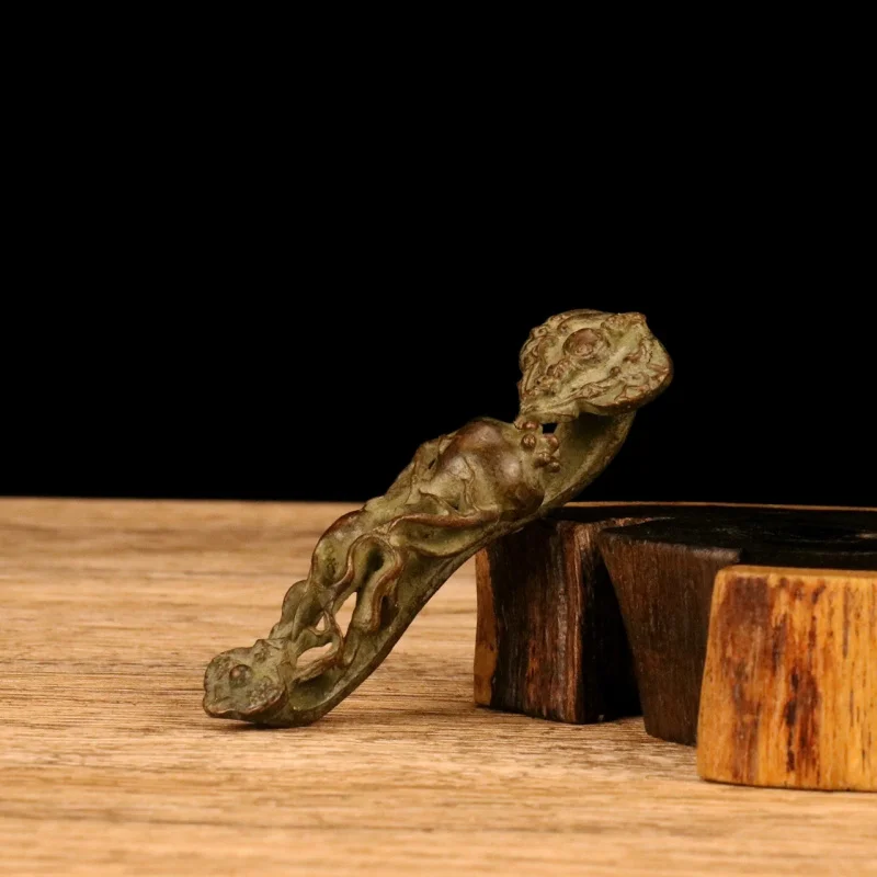 Antique Collectible Copper Ginseng Ornament, Alloy Ruyi Decorative Craft