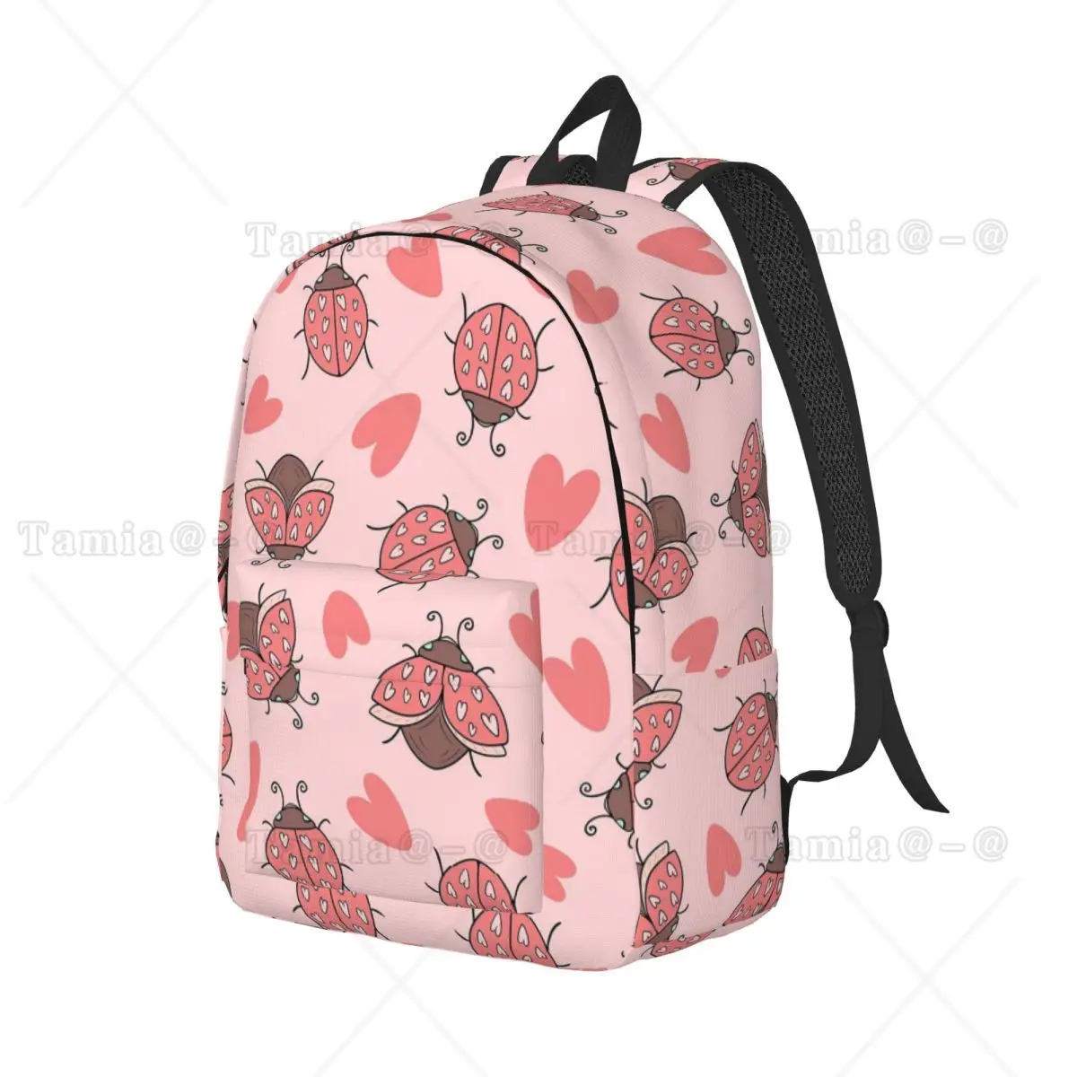 Cute Pink Ladybugs With Hearts Student Backpack School Bag Hiking Travel Daypack for Men Women Bookbag Shoulder Bags