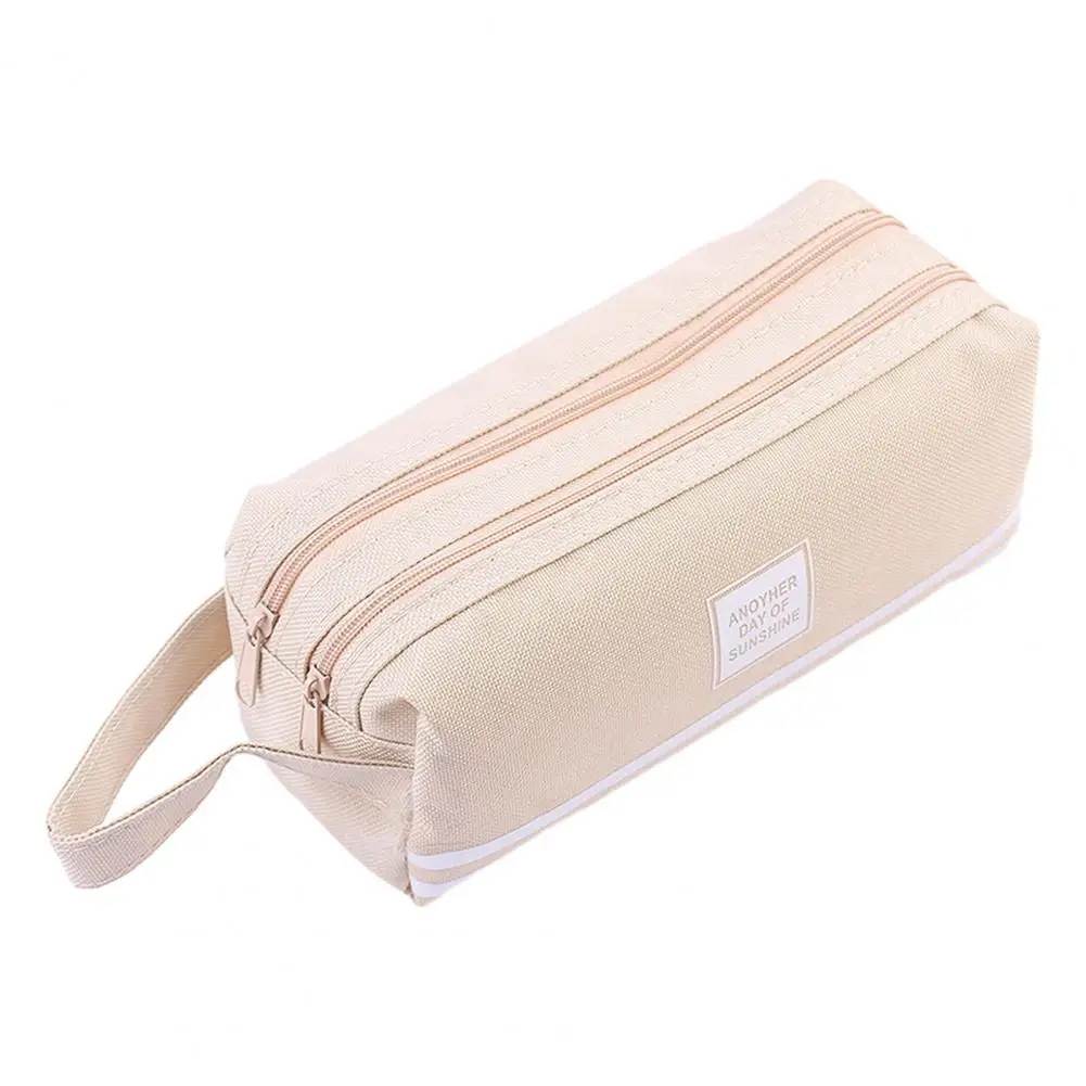 Bolsa de papelería multicapa, capacidad de doble capa, con cremallera, duradera, para brochas de maquillaje