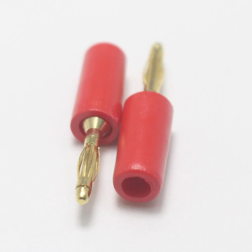 1pcs red +1pcs balck PE Gold Plated 2.5mm Banana Plug Welding Type Sensor connector For OD3mm Cable