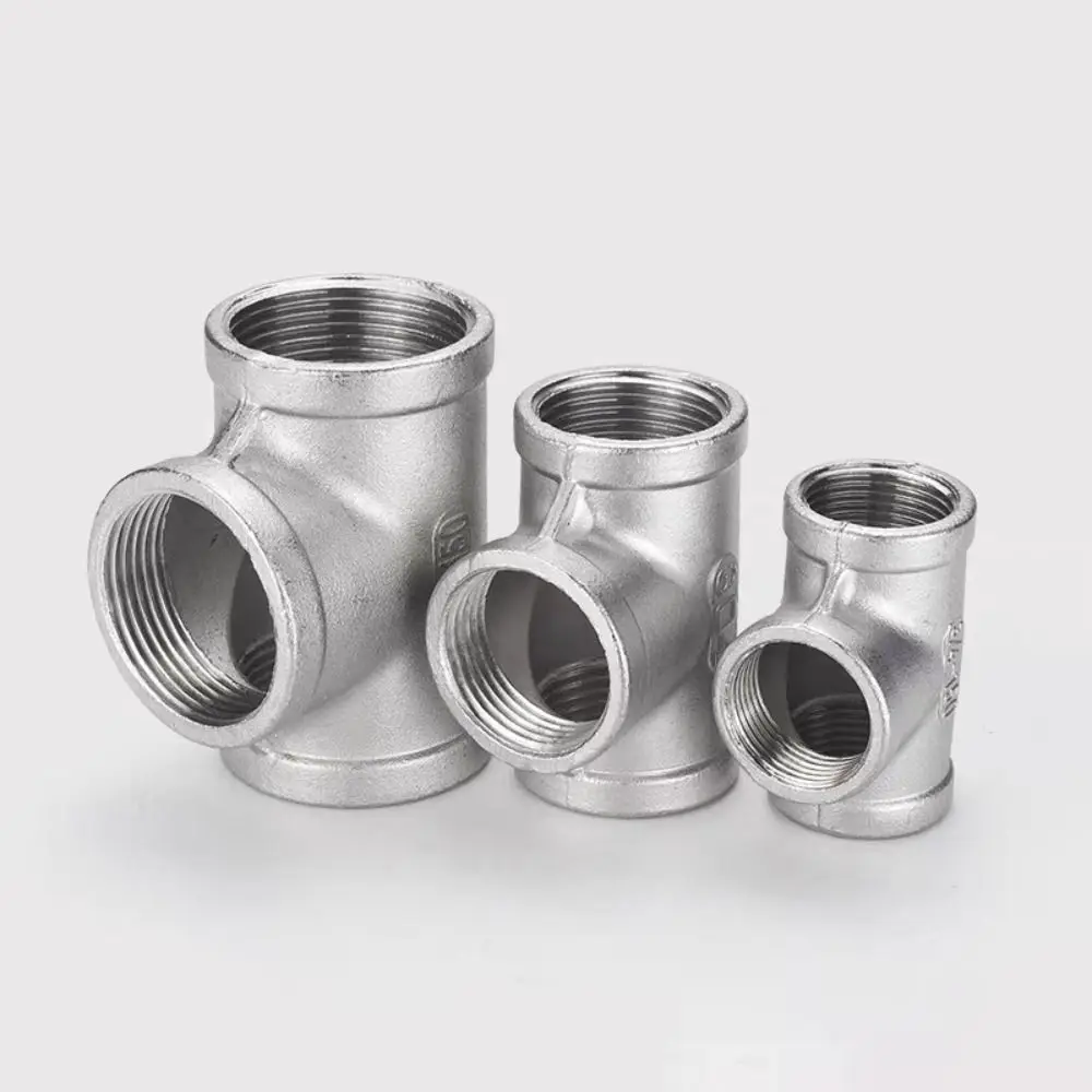 304 Stainless Steel Pipe Fitting BSP Female Thread Three-Way Female Thread Adapter 1/8