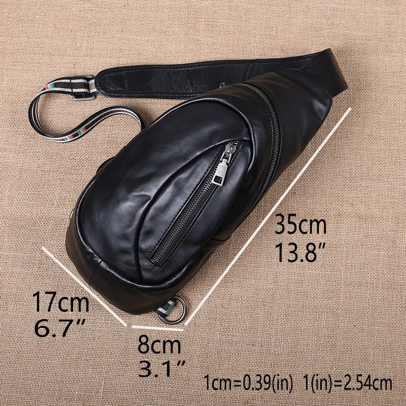 Leather Men\'s Chest Bag New Fashion Single Shoulder Crossbody Bag Top Layer Cowhide Student Casual Trend Crossbody Bag