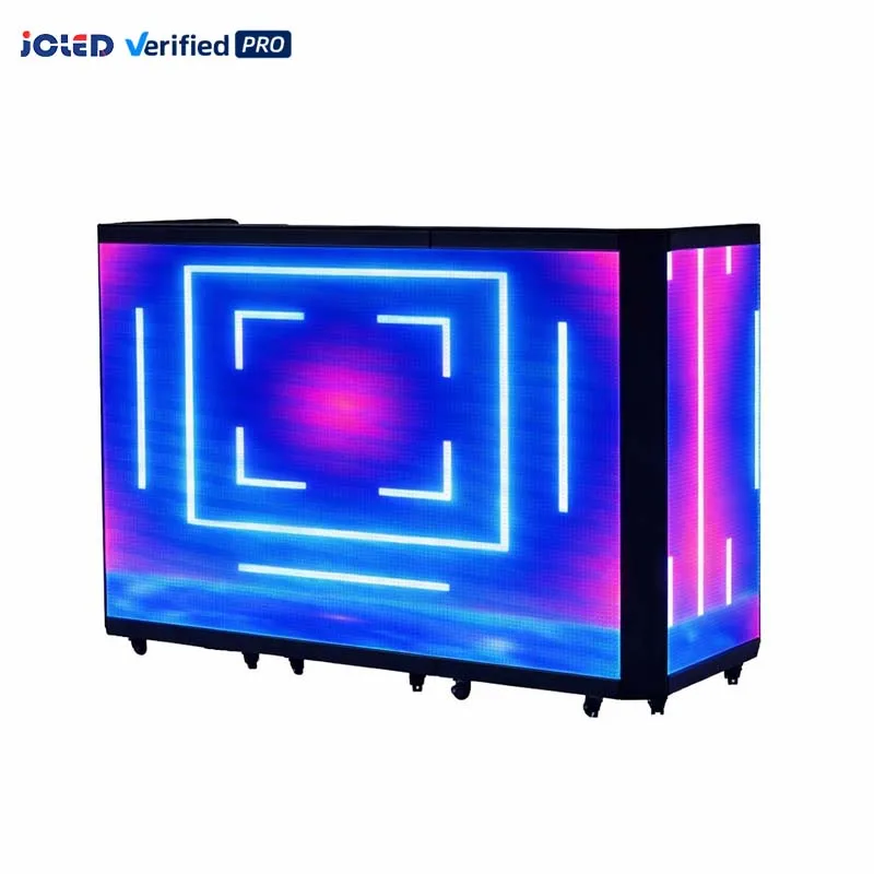Cabina de DJ Plegable de 6 Paneles con Pantalla Led, Cabina de DJ Portátil con Panel de Video LED para Bodas, Discotecas y Eventos