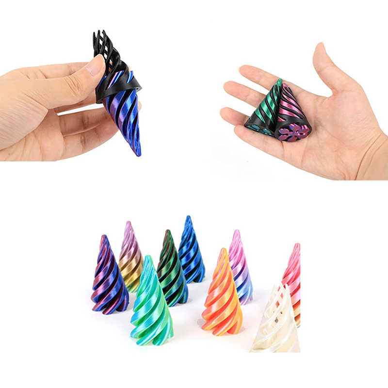 New 3D Printed Spiral Cone Toy Impossible Pyramid Passthrough Sculpture Pass Through Pyramid Fidget Mini Vortex Thread Illusion