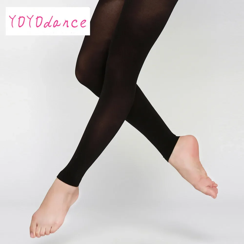 Adult Soft Elastic Collant Women Ballet Footless Dance Tights w Waistband Cotton Gusset Leggings Gymnastics Pantyhose