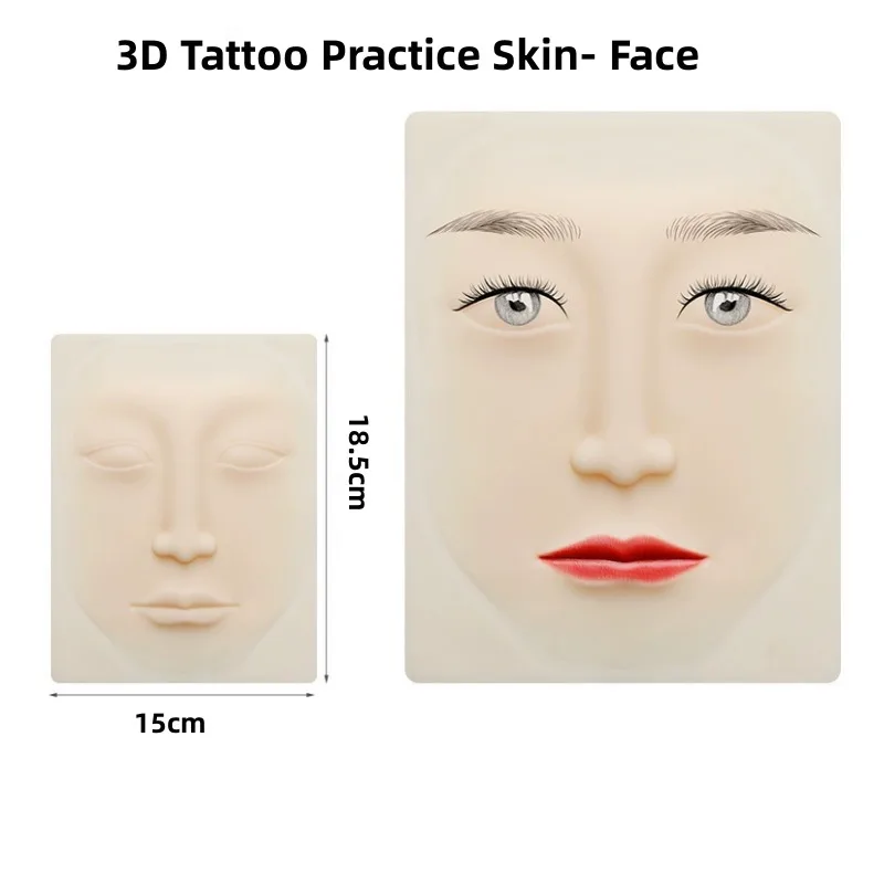 

18.5*15cm 3D FACE Tattoo Eyebrows Practice Skin Sheet High transmittance Silicone Permanent Makeup Microblading Fake Face Skins