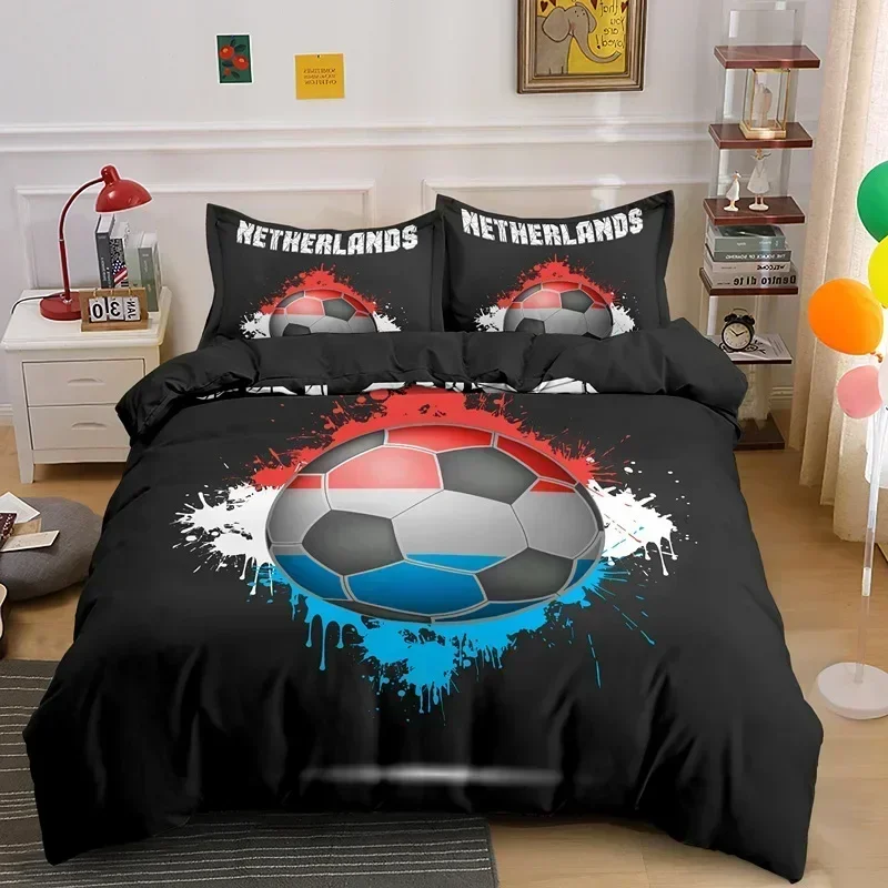 

3D Soccer Sports Football Comfortable Duvet Quilt Cover Pillowcase Bedding Set Children Bedroom Decoration Home Textile