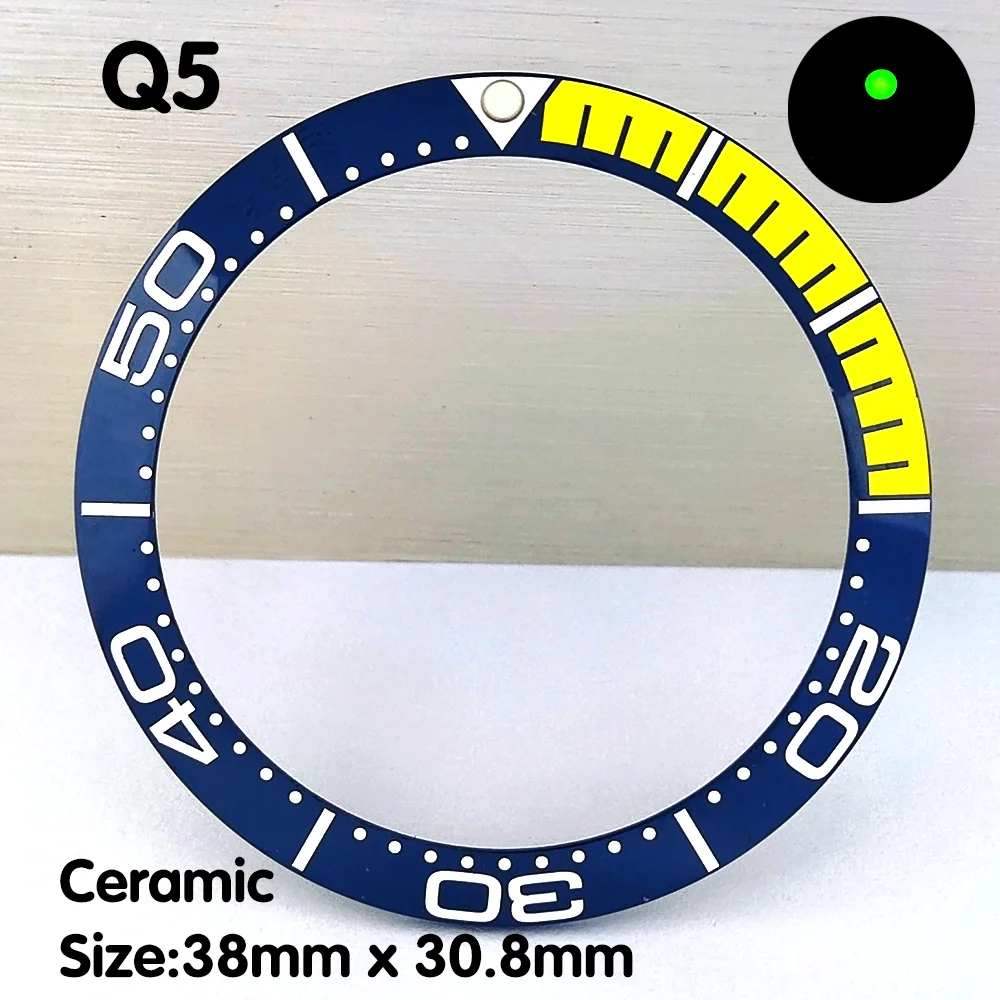 Watch Bezel 38mm Ceramic Bezel Men\'s Watch Ring Replacement Parts Fits 40mm Watch Parts High Quality Luminous Bezel