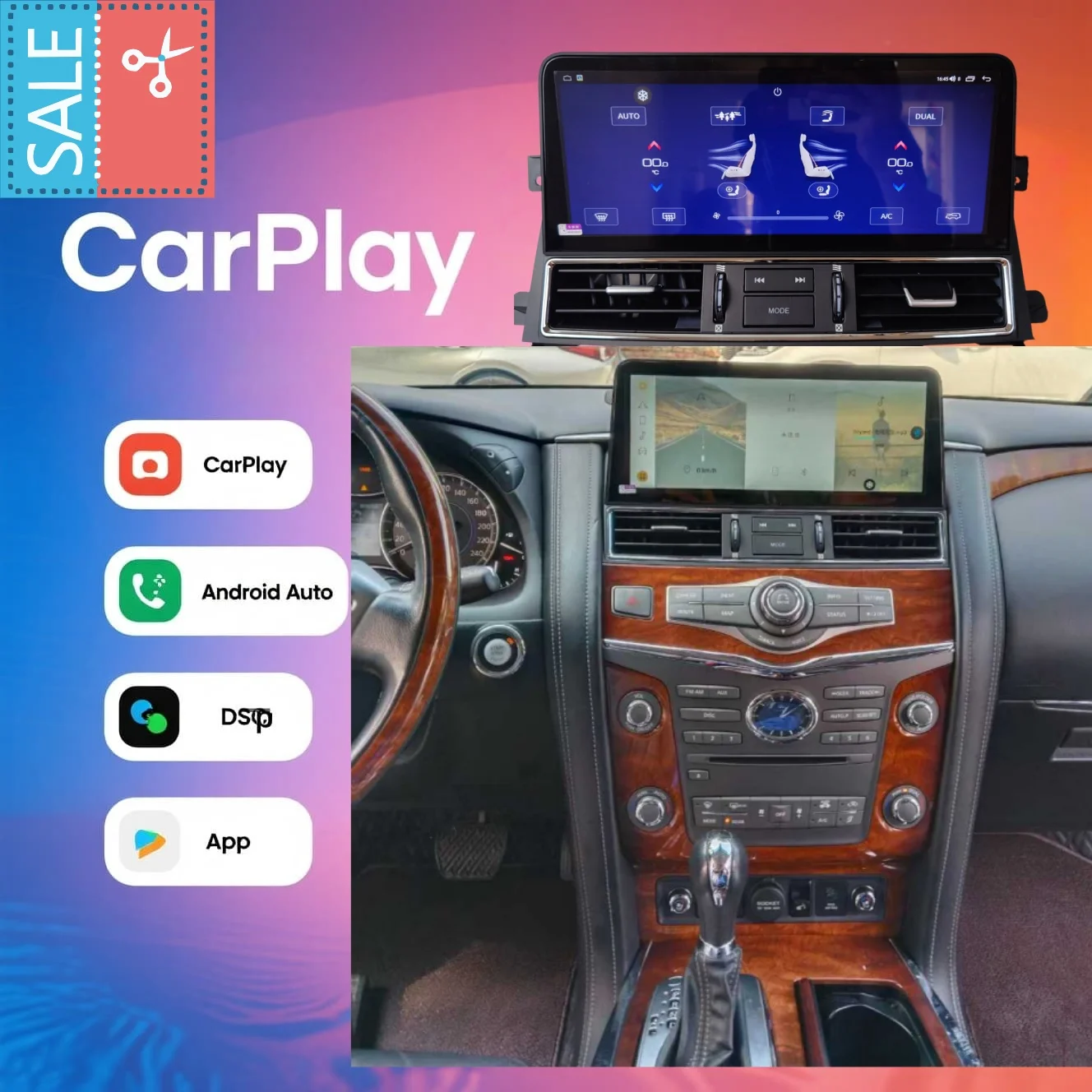

Автомагнитола Carplay 12.3″ Android 14 для Nissan Patrol Y62 Infiniti QX80 QX56 2010-2023 с сенсорным экраном, GPS-навигацией и поддержкой 4G