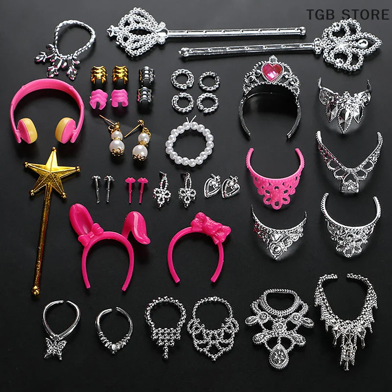 20 個ユニバーサルイヤリングブレスレットクラウン 1/6 人形アクセサリーファッションセット女の子の人形ジュエリー DIY 装飾おもちゃ