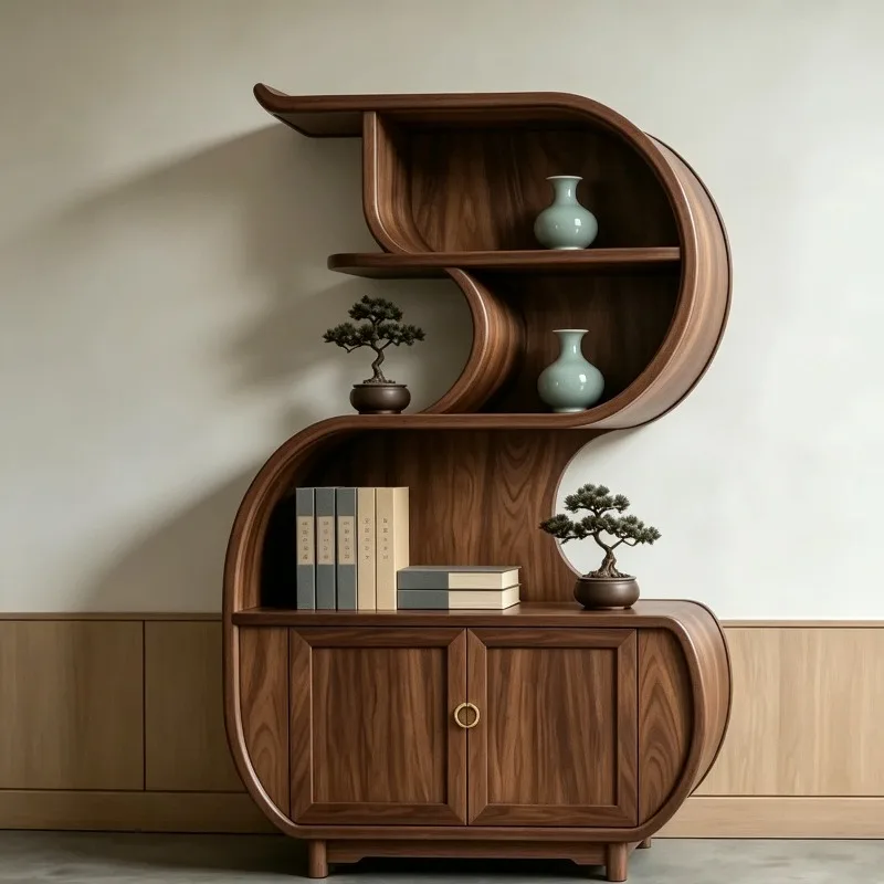 North American black walnut bogu rack, solid wood shelf display rack