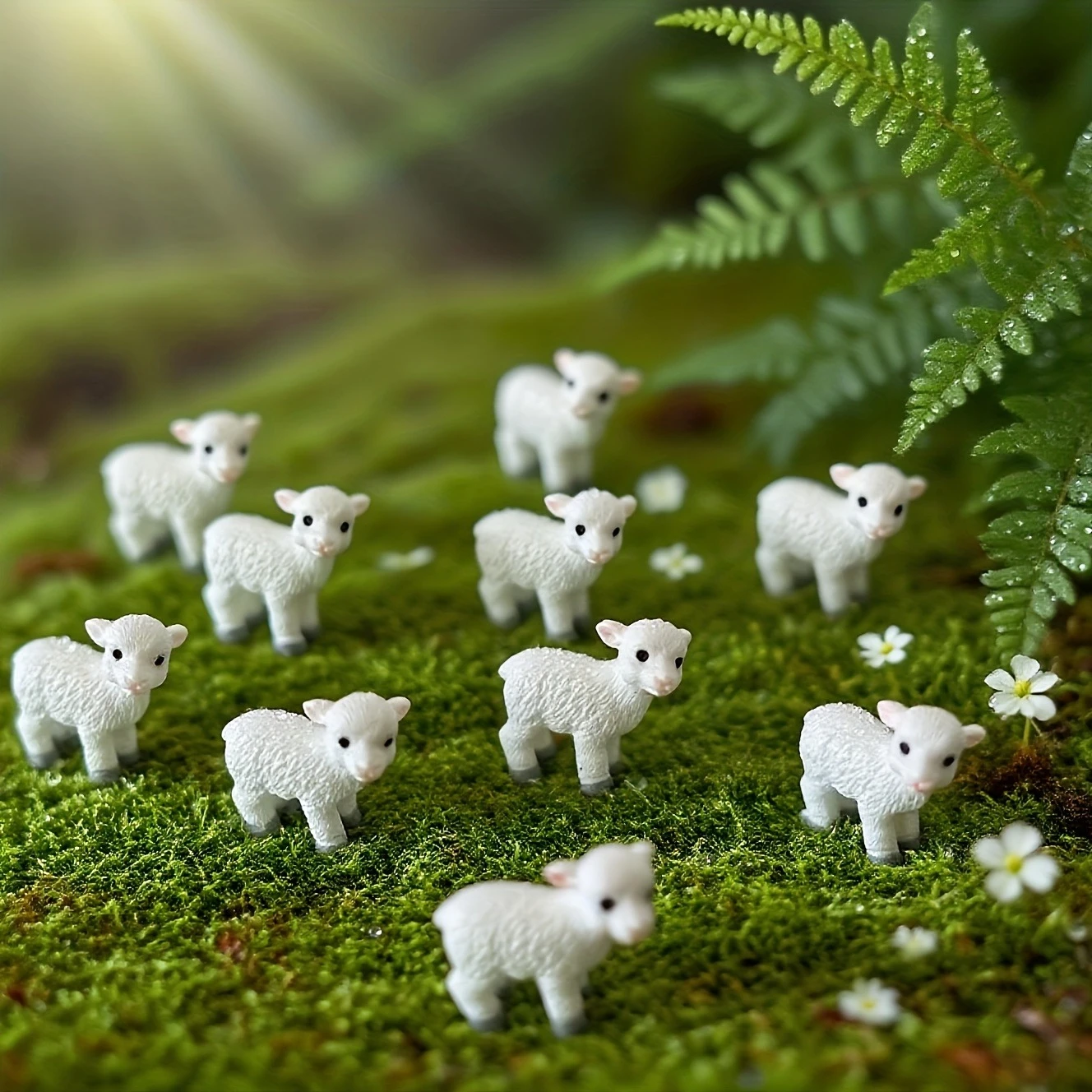 16Pcs Mini Resin Sheep Figurine Set Cute Lamb Statues Mini Landscape Garden Halloween Christmas Party Decor Gifts