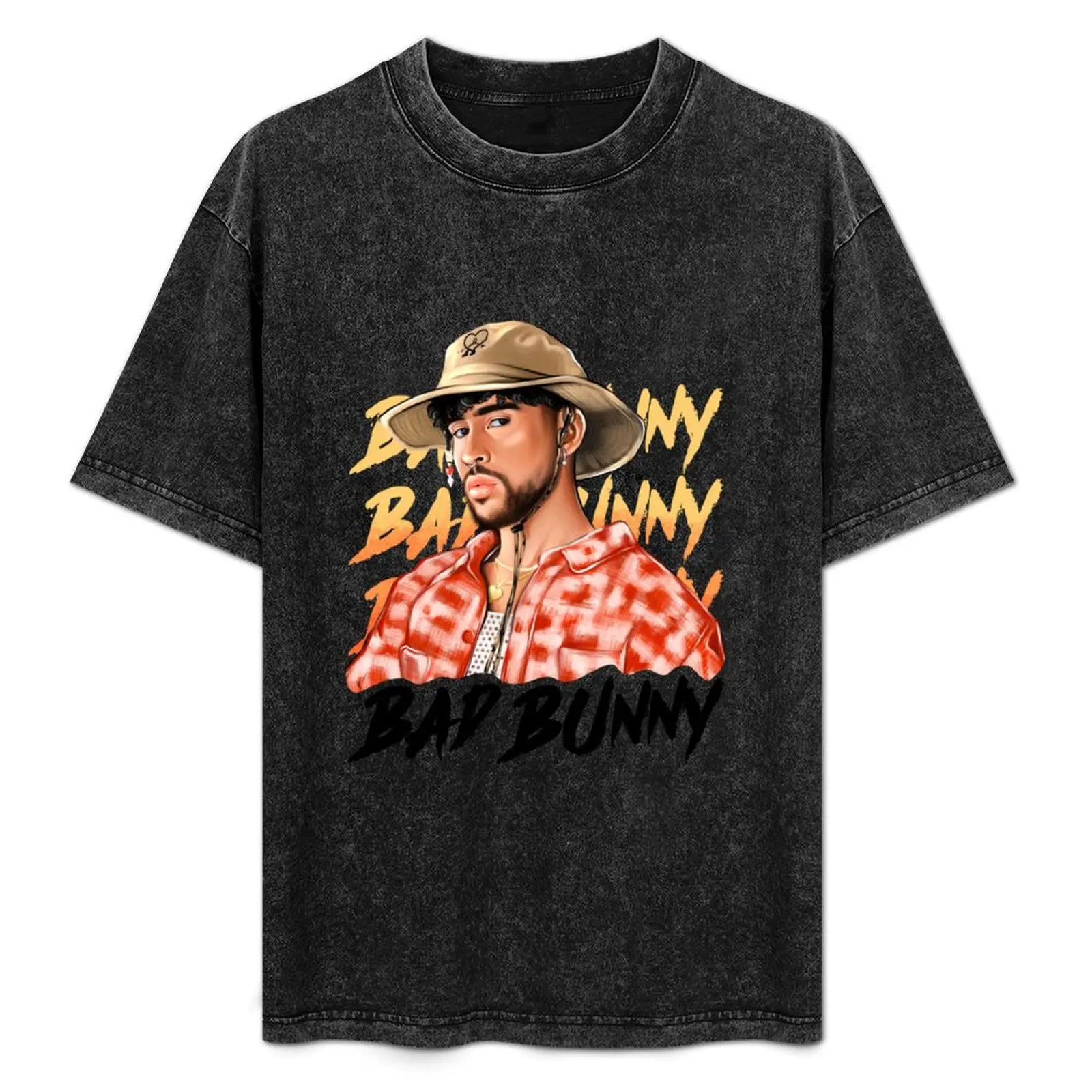 

Bad Bunny in Panama Hat Un Verano Sin Ti Illustration T-Shirt Big and Tall Casual T-Shirt