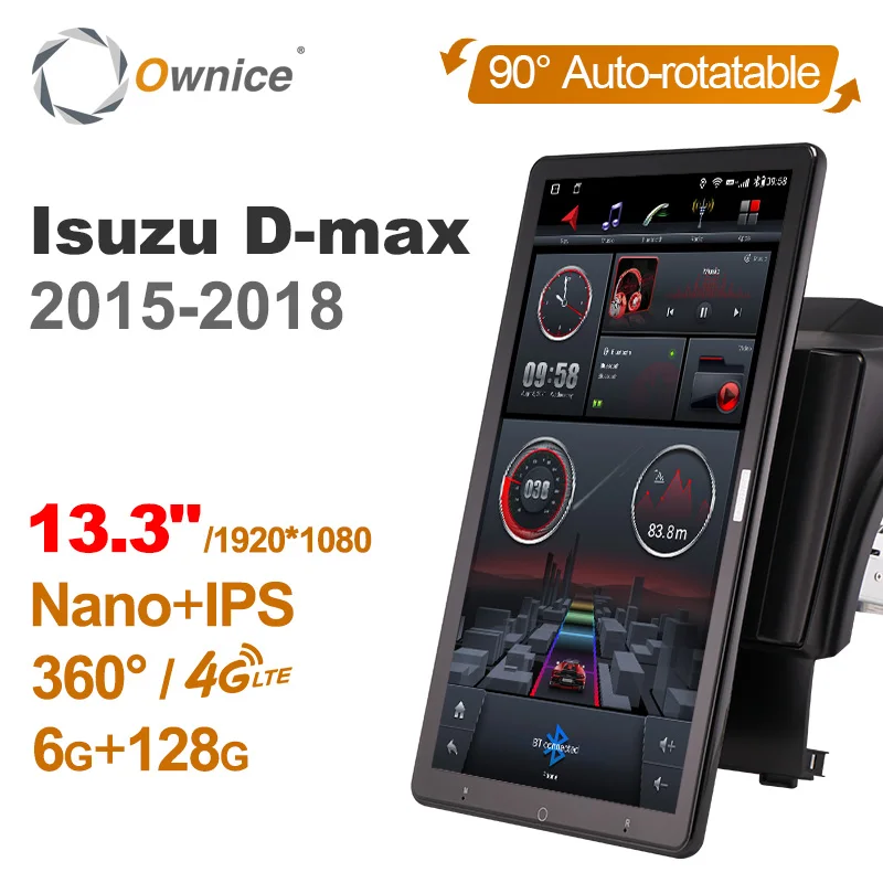 13.3 Inch 1920*1080 Ownice Android 14.0 for Isuzu D-max 2015 - 2018 Car Radio Auto Multimedia Video Audio GPS Auto Rotatable