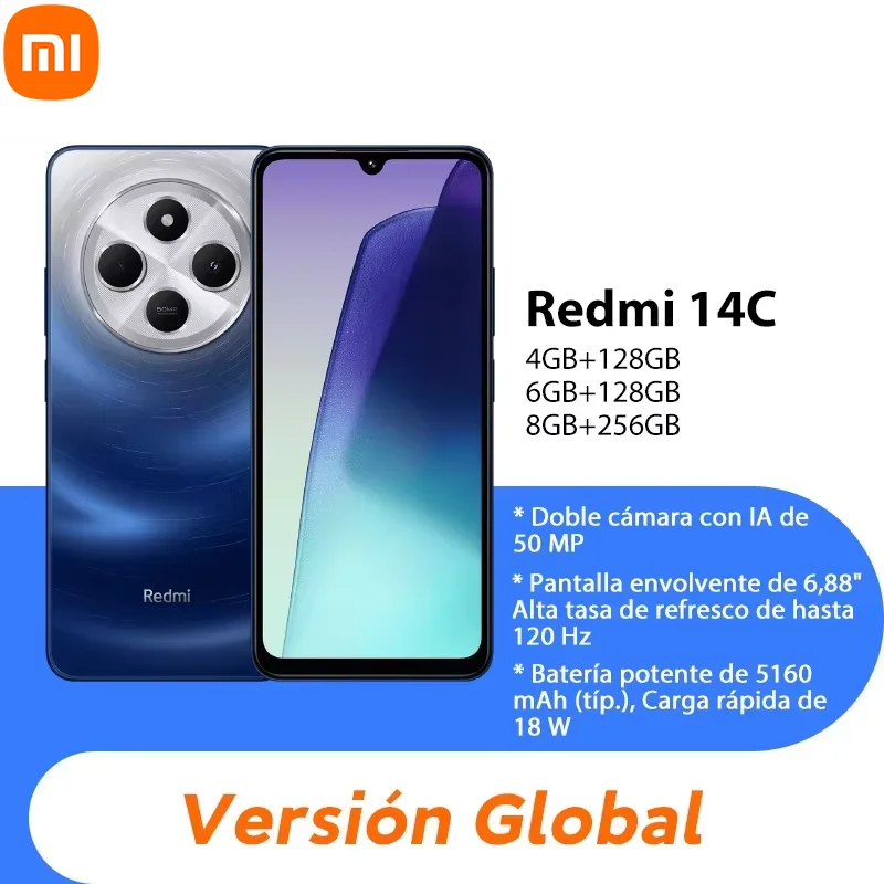 Global Version Xiaomi Redmi 14C Smartphone Immersion 6.88'' 120Hz Display 50MP AI Dual Camera Massive 5160mAh Battery