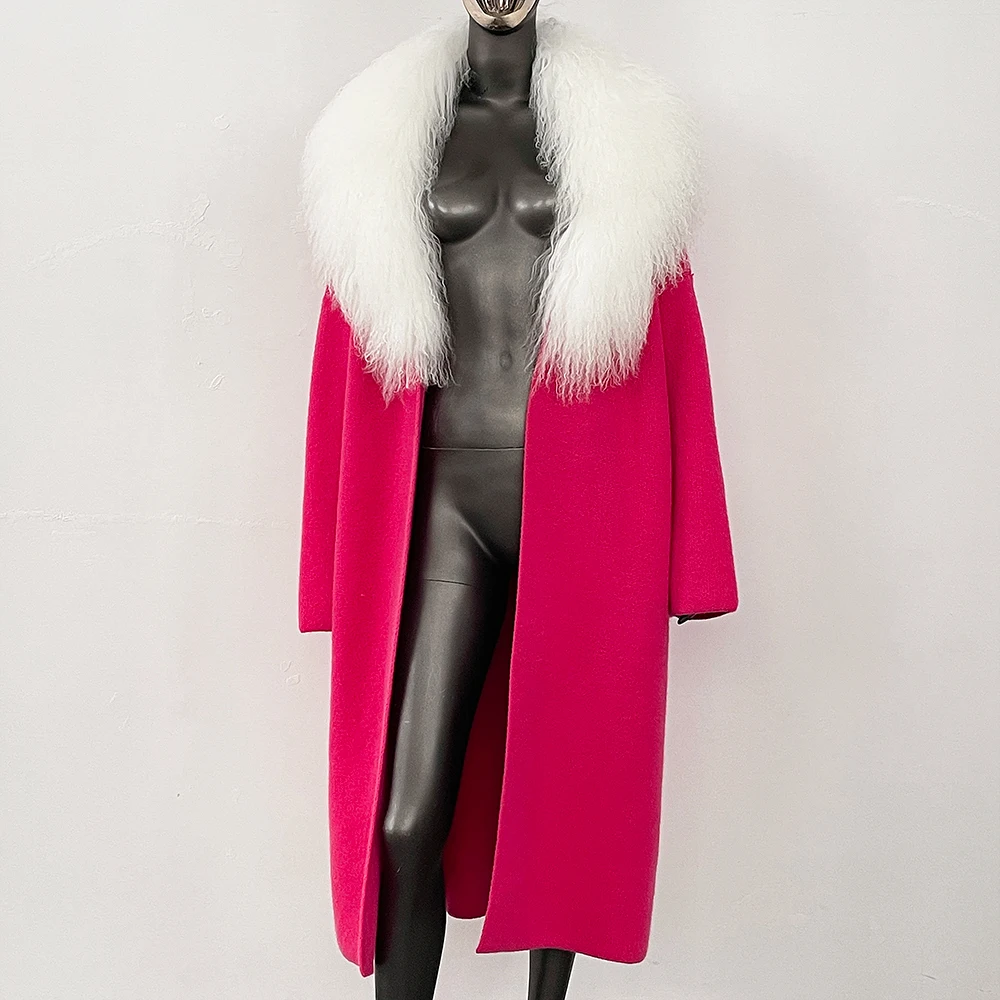 FURYOURSELF Długi Ciepły Pasek Odzież Damska Moda Ubrania Transportowe Zimowy Kardigan Damski Prawdziwy Mongolski Sweter z Owczej Skóry