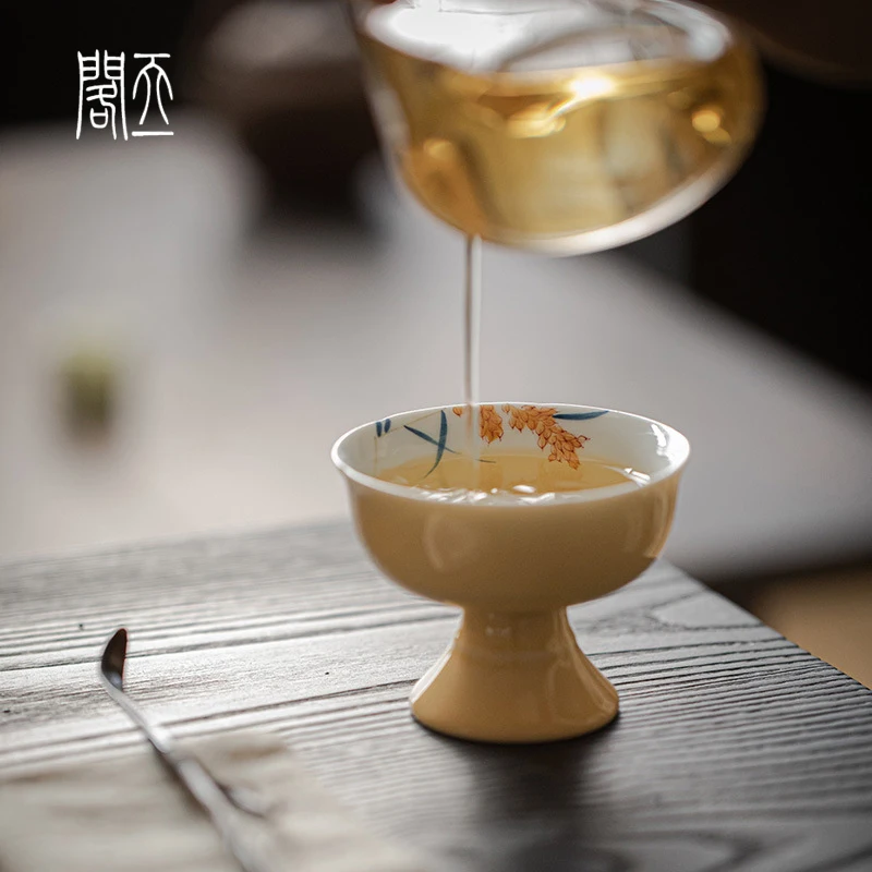 

Hand-Painted Cerc Gongfu Tea Set Large Size Tea Bowl Home Use High-Armed Tea Cup for Brewing Tea Traditional Chinese Sle