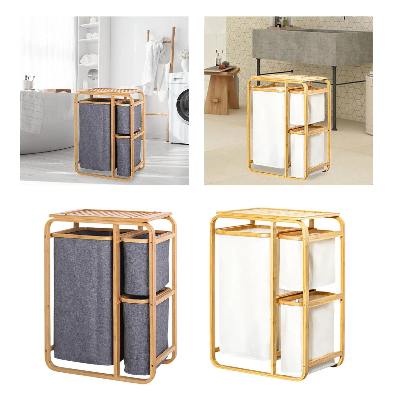 

Foldable Laundry Hamper Multifunctional Multiple Compartments Dirty Clothes Sorter for Bedroom Clothes Toys Laundry Room Dorm