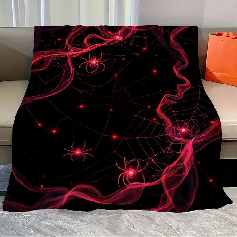 

Flannel Blanket-Soft Lightweight All-season Red Spider Web Print Baby Blanket Soft Cozy for Kids Bedding