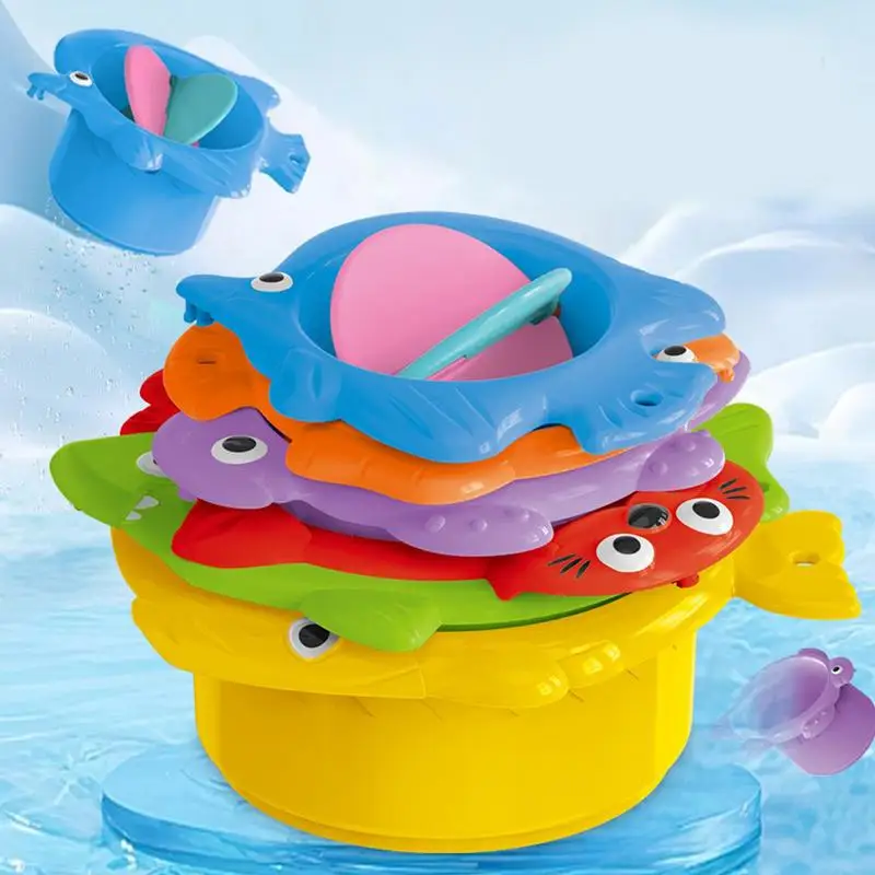 Stacking Cups For Kids Shape Sorter Stacking Toy Nesting Cups Funny Beach Toy Learning Toys For Children Boys Girls In Swimming