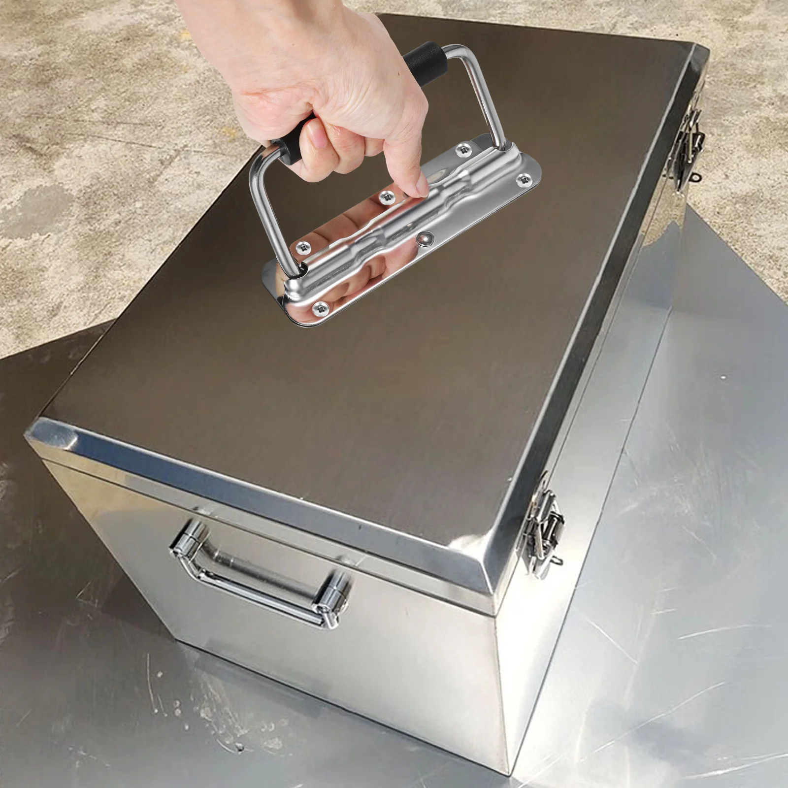 Caixa de ferramentas dobrável de aço inoxidável alça durável portátil multi-purpose diy ferramenta de reparo armazenamento resistente alça com mola