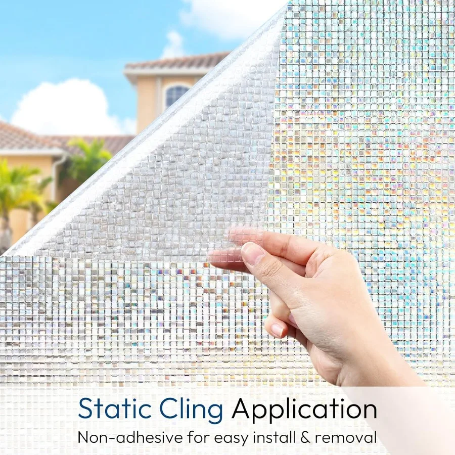 نافذة الخصوصية فيلم الزجاج الملون شباك الفيلم فسيفساء قوس قزح الزجاج الزخرفية تتشبث للإزالة ساكنة تتشبث تينت الأشعة فوق البنفسجية حجب غير #6