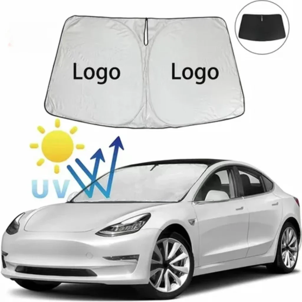 Hot Selling 6-Layer Thick Insulation Material Aluminum Foil Car Windshield Sunshade Front Window Sunshade for Model 3/Y