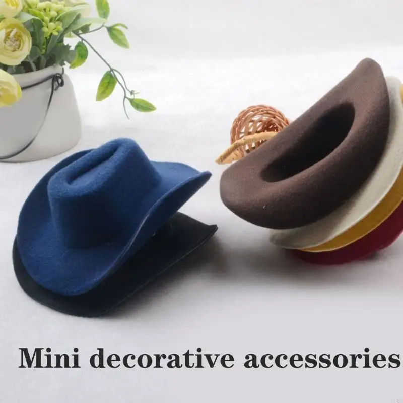 

Крошечная ковбойская шляпа в стиле вестерн, миниатюрная тканевая шляпа, украшение для ручной работы, упаковка для одежды, для