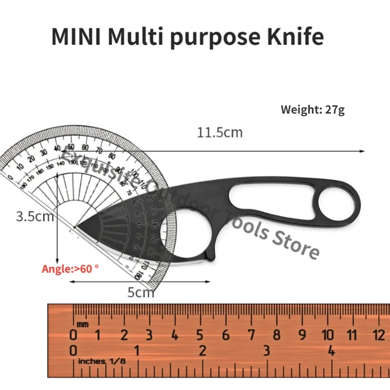 Stainless steel household necklace neck knife, mini camping knife, EDC multi-purpose portable survival chain knife