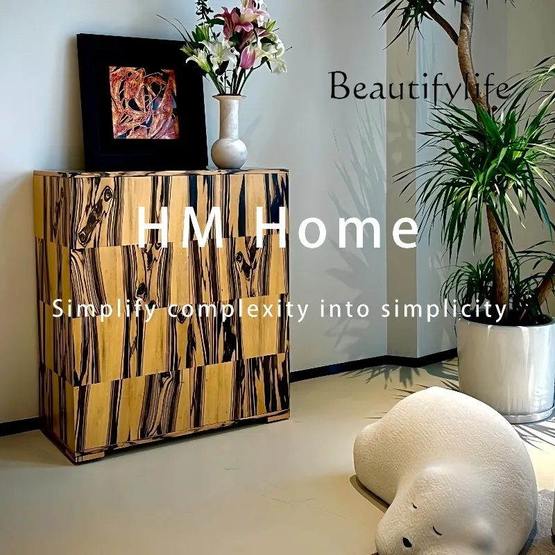 خزانة دلو من الخشب الصلب في العصور الوسطى، خزانة تخزين بتصميم لوحة حبر منزلية فاخرة وخفيفة الوزن #3